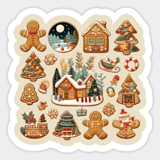 Merry Gingerbread Christmas Sticker